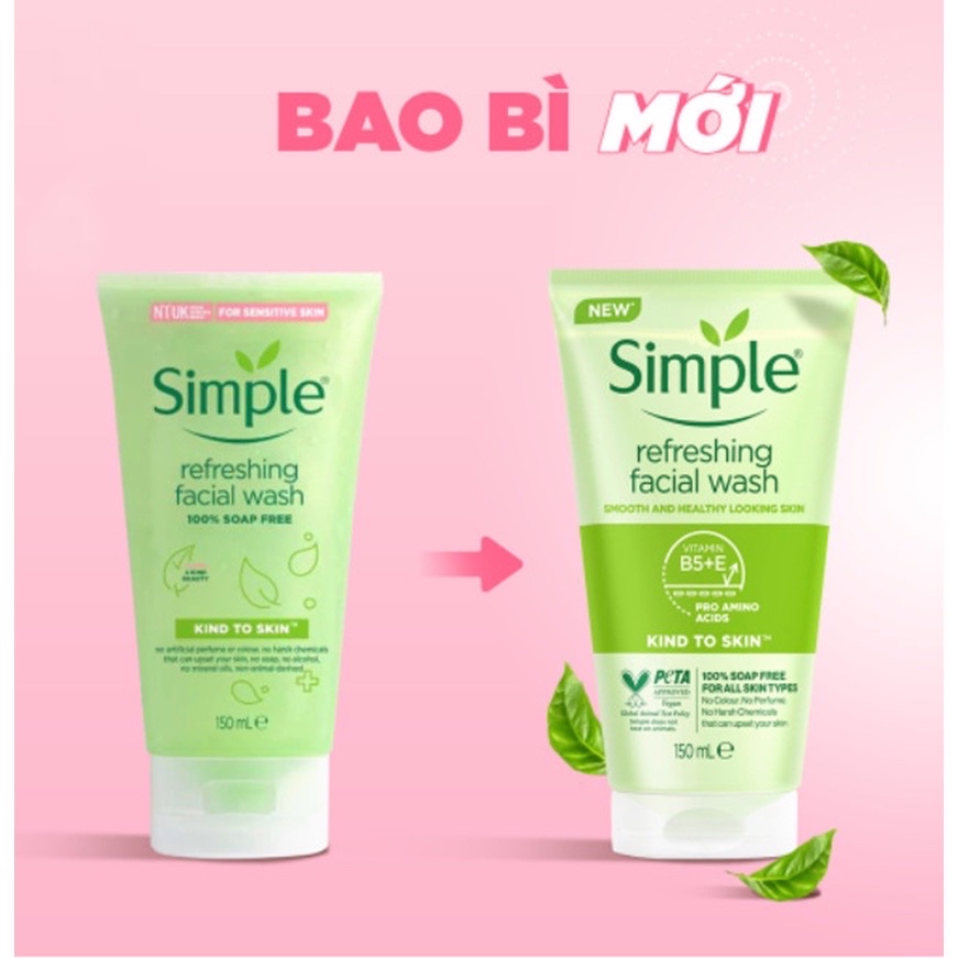 Sữa Rửa Mặt Simple Kind To Skin Refreshing Facial Wash 150ml