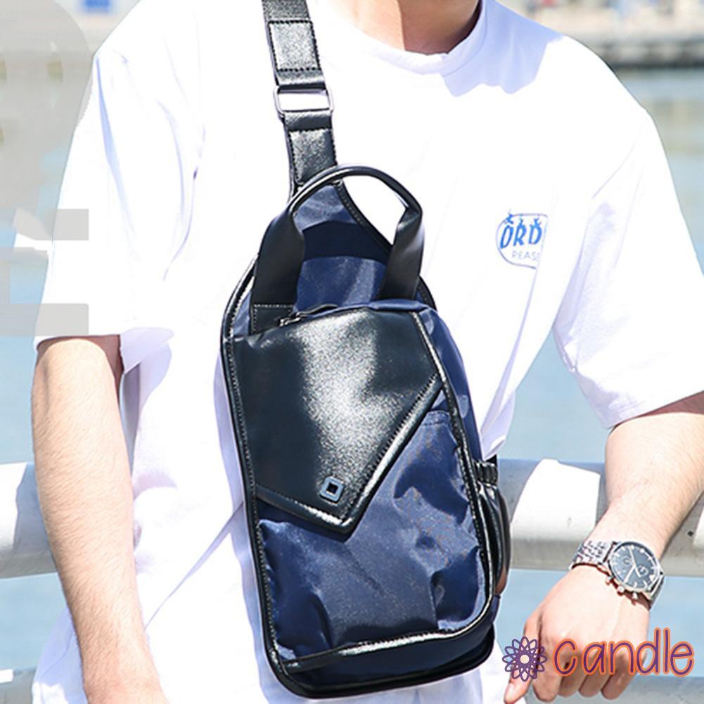 【COD】Men PU Leather Nylon Shoulder Bag Chest Pack Sling Travel Messenger Handbag