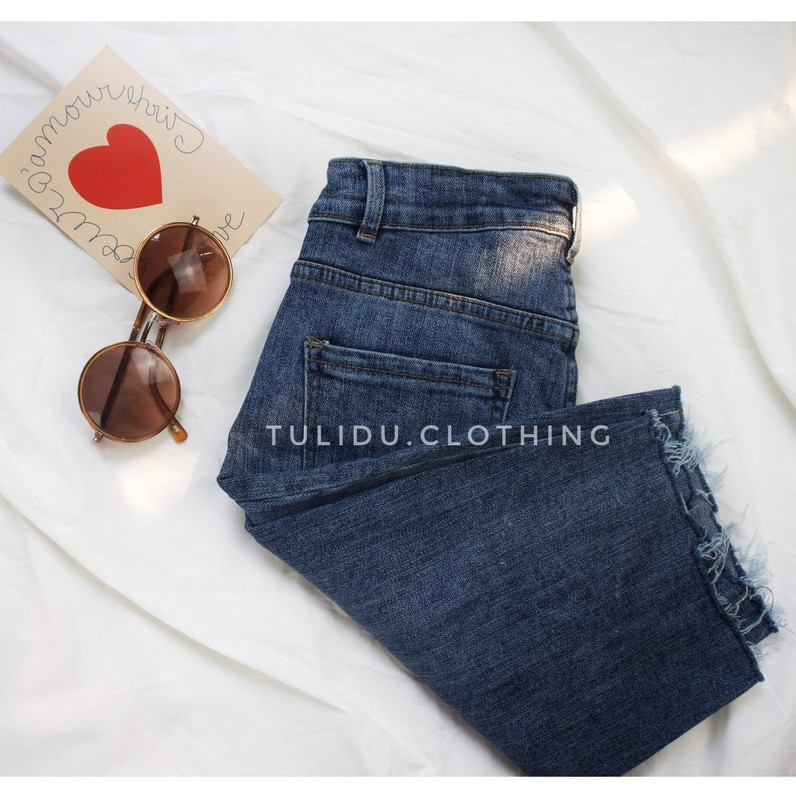 Quần Jeans Ngố Lửng Nữ Lưng Cao Rách Tulidu🌈 Hàng Cao Cấp 🌈 Quần Bò Ngố Nữ Co Giãn Nâng Mông KB725.142