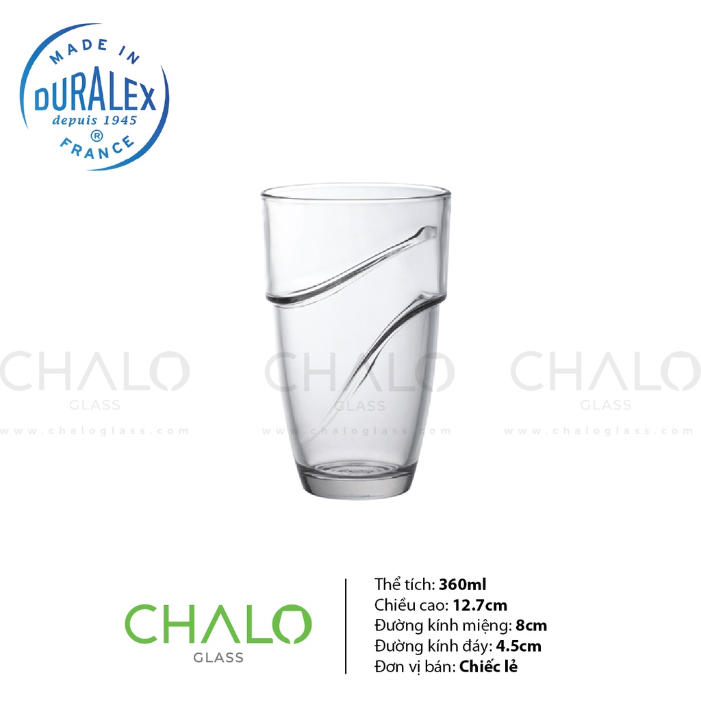[Chính hãng] Ly thủy tinh cường lực Duralex Wave Hi Ball 360ml - 1054A
