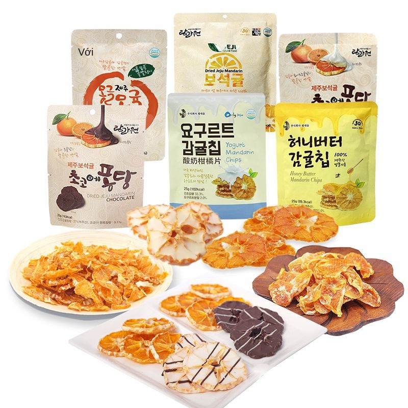 ❅△☾Hàn Quốc nhập khẩu Hàn Quốc đồ ăn nhẹ cho trẻ em Cam sấy khô đặc sản Jeju chip cam quýt Tamraone đa hương vị