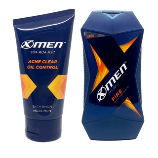 COMBO 2 - Sữa rửa mặt cho nam Xmen 100gr Sạch nhờn , ngừa mụn và Dầu gội cho nam Xmen 180gr