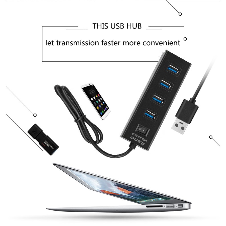 Hub Chuyển Đổi Llano LJN-HB4302 4 Cổng USB 3.0 Có Công Tắc Tiện Lợi