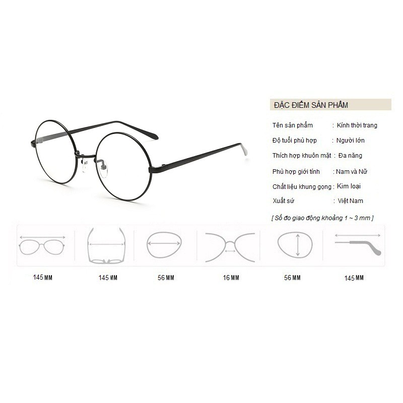 Kính Giả Cận, Gọng Kính Cận Nam Nữ Mắt Tròn Xoe Cứng Cáp Không Độ Hàn Quốc - BLUE LIGHT SHOP | BigBuy360 - bigbuy360.vn