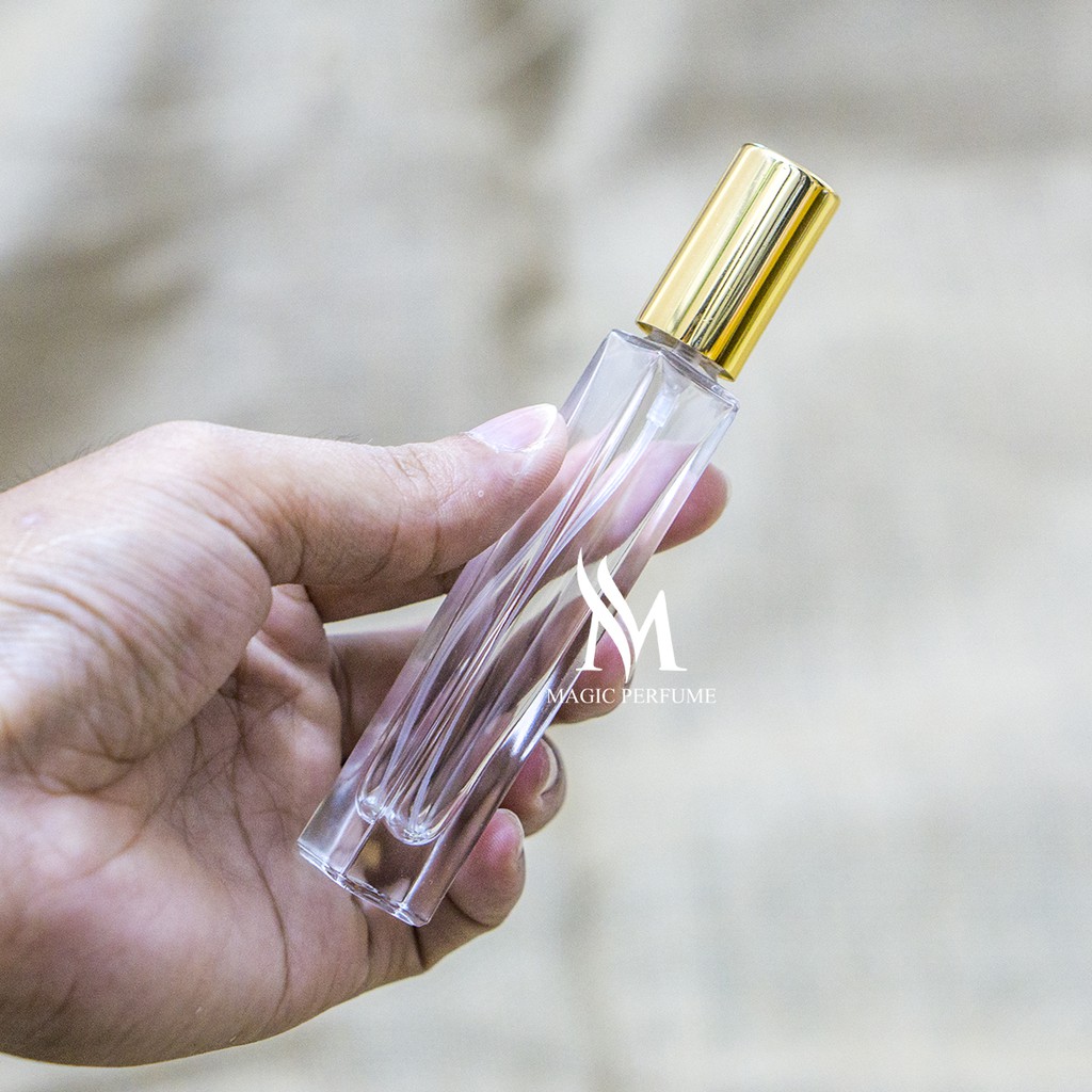 Magicperfume-Chai chiết nước hoa thủy tinh vuông, dài, vỏ rất dày dung tích 10ml