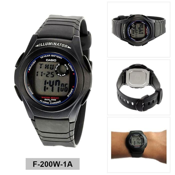 Đồng Hồ Nam Casio Dây Nhựa Chính Hãng F-200W-1ADF