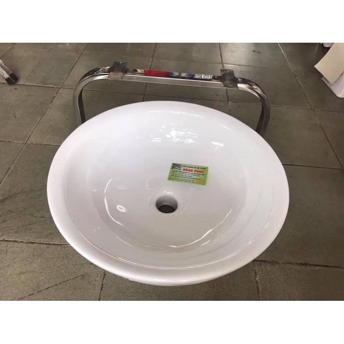 Combo Chậu sứ ngâm chân làm nail, spa + bộ vòi xả thoát nước HP-001