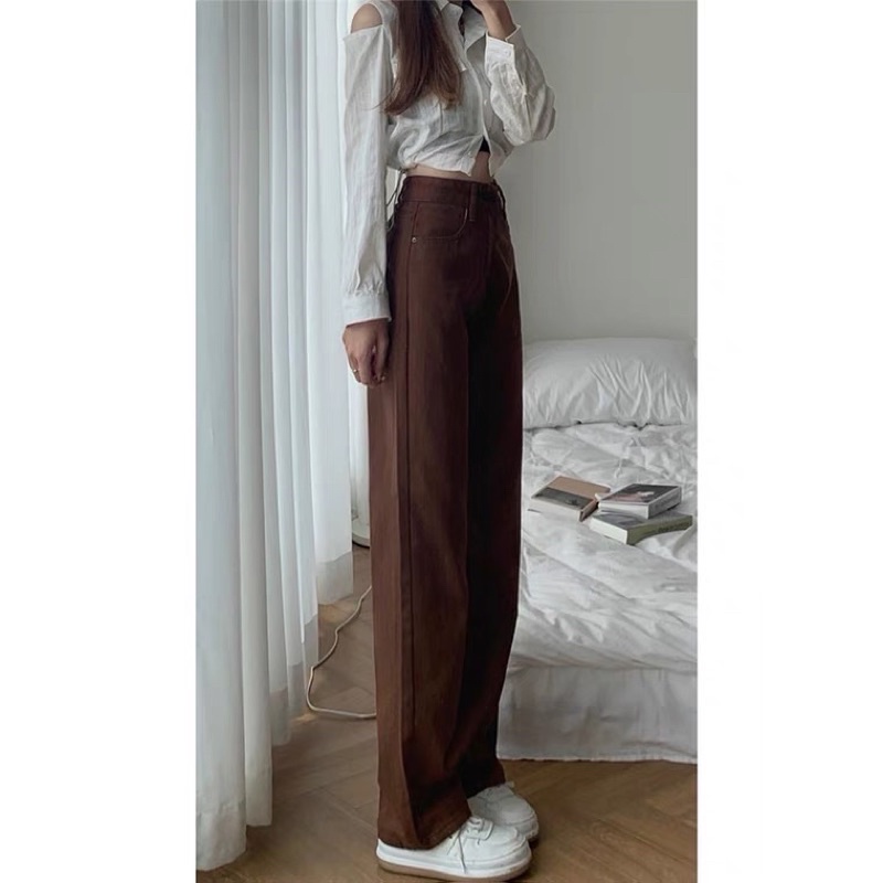 Quần Jean Kaki Màu Nâu Đất Feelfree Ống Rộng Lưng Cao (Có Bigsize) QJ09
