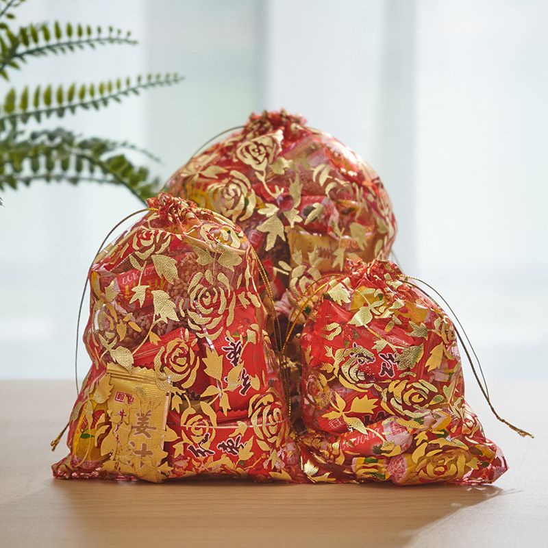 100 túi đỏ 9x12cm đựng vòng, hạt đá