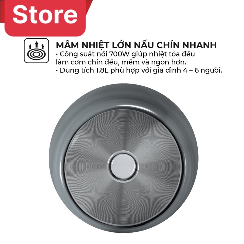 Nồi cơm điện 1.8L Sunhouse SHD8601 chính hãng bảo hành 12 tháng