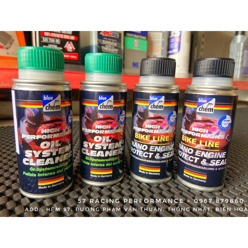 Combo phụ gia Bluechem Nano + Bluechem Oil System Cleaner nhập Đức chính hãng