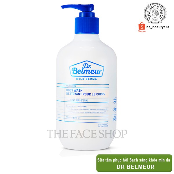 Sữa tắm dưỡng ẩm tốt cho da nhạy cảm thơm lưu hương lâu The Face Shop Dr Belmeur Mild Derma Body Wash 500 ml