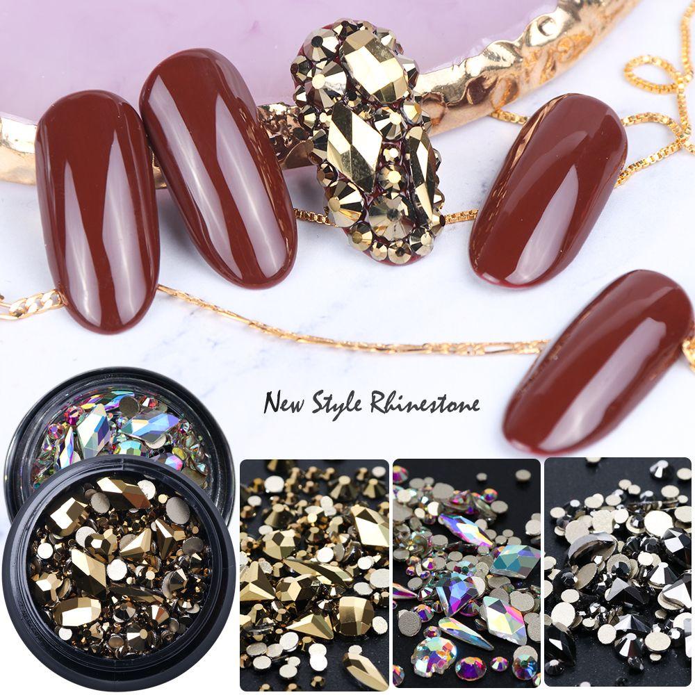 NIUYOU Mới Đá 3D Nhiều Màu Trang Trí Móng Tay Kính