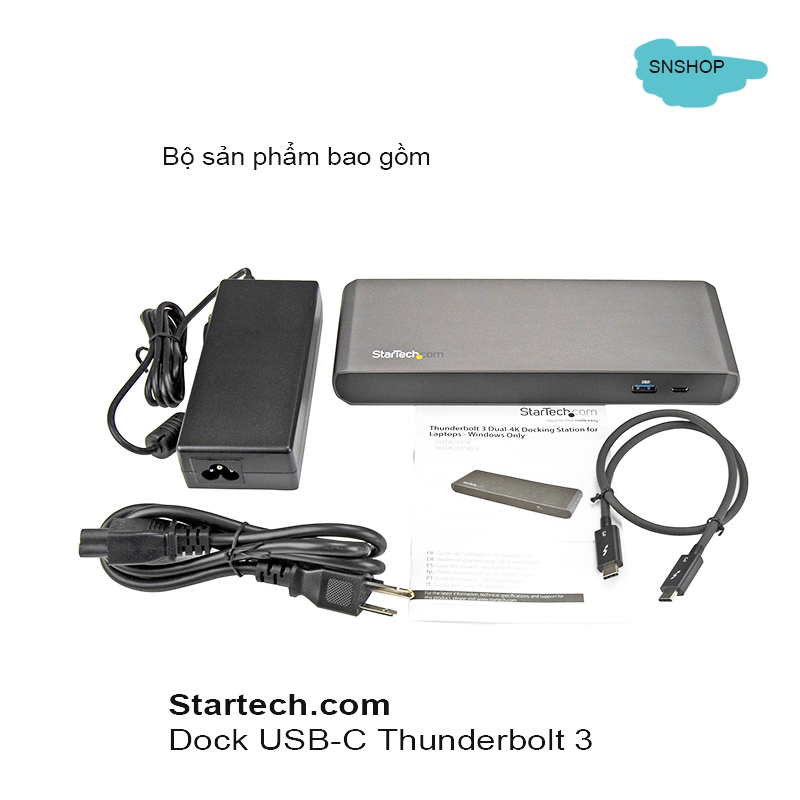 Dock Startech Thunderbolt 3 -Hub USB-C Xuất Hai Màn Hình 4K 60HZ Băng Thông 40Gbps Cho Laptop WinDow, MA.C -SNSHOP