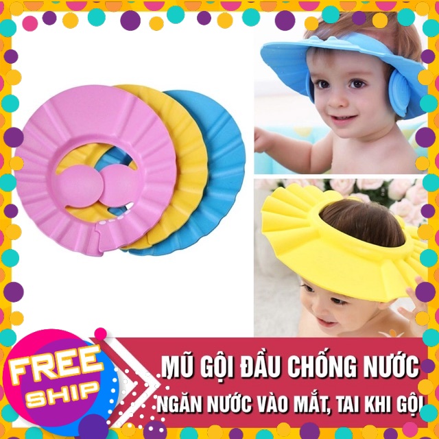 SIÊU ĐẸP MŨ GỘI ĐẦU CHỐNG NƯỚC CÓ VÀNH BỊT TAI CHO BÉ