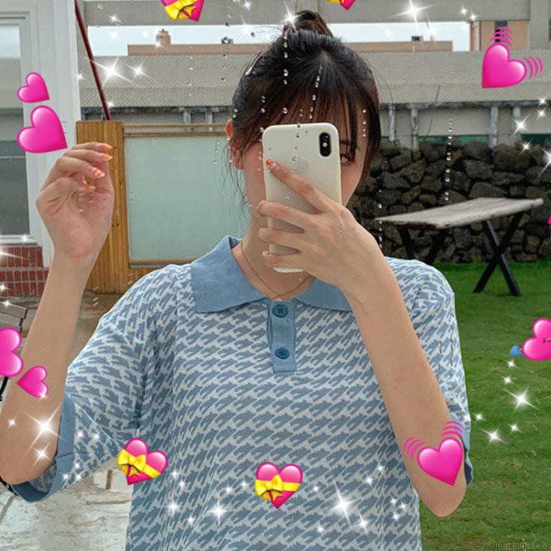 Áo sơ mi tay ngắn dáng rộng hoạ tiết sọc ca-rô cho phái nữ