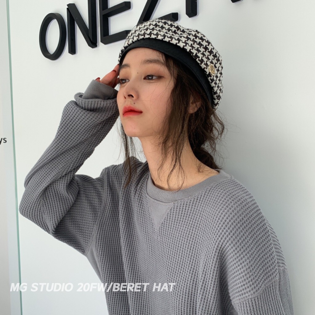 Mũ Beret MG STUDIO Họa Tiết Kẻ Sọc Thời Trang 2 Màu Tùy Chọn