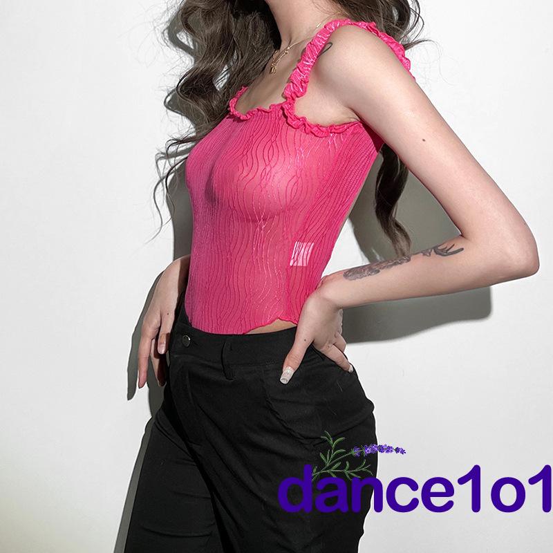 ◐WF❣Women´s Solid Color Fungus Edge Suspenders Slim Fit Breathable Bodysuit