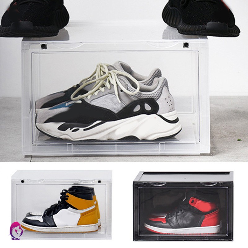 ♦♦ Sneaker Shoe Box Acrylic Sneaker Display Box Shoes Storage Case Organizers Stackable Foldable