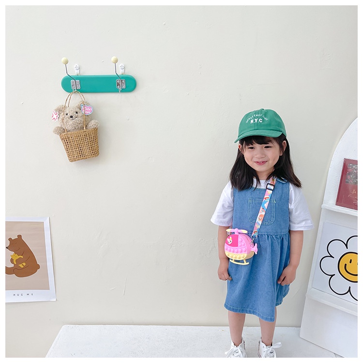 Pop it Túi Đeo Chéo Vai Hình Cánh Quạt Màu Cầu Vồng Kỳ Lân Dành Cho Trẻ Em Ngoài Trời