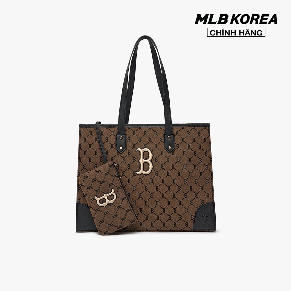 MLB - Túi tote chữ nhật Monogram Diamond Jacquard Shopper 3AORL021N-43BGD