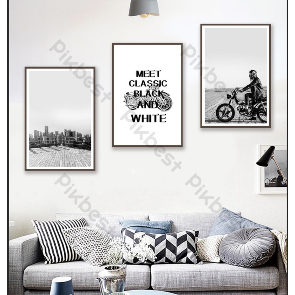 [VẢI CANVAS KIM TUYẾN] TRANH TREO TƯỜNG HIỆN ĐẠI XE ÔTÔ MÔ TÔ ĐEN TRẮNG CHÂU ÂU -MELYHOME