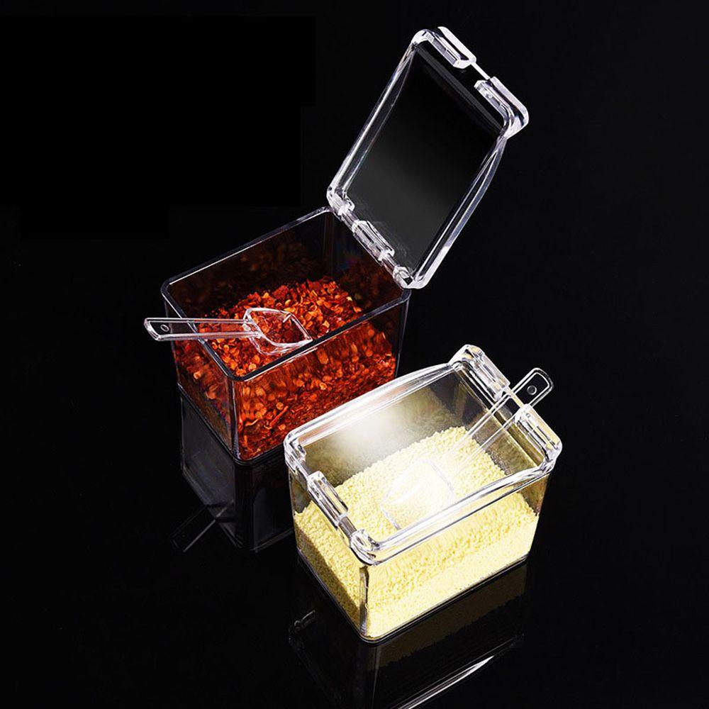 Hộp Đựng Gia Vị Trong Suốt Có Nắp Đậy Và Muỗng Tiện Dụng Cho Nhà Bếp