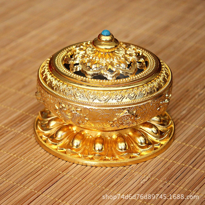 Lư xông trầm hương khắc hình Bát bảo