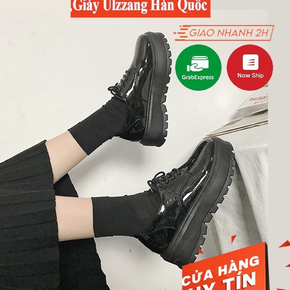 Giày bánh mỳ da bóng ulzzang nữ đế cao 5cm