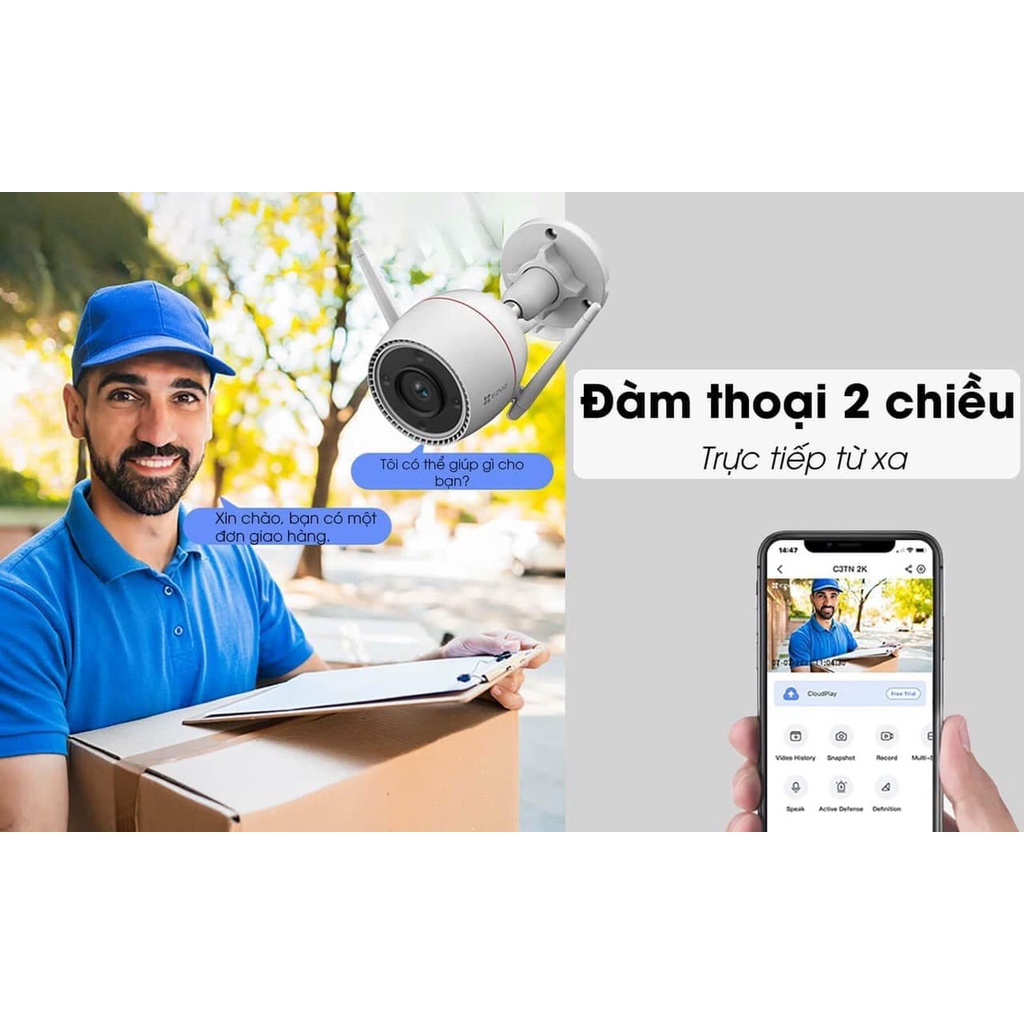 Camera Ezviz C3TN 3MP 2K / 1080P 2MP Ngoài trời - Có mầu ban đêm - AI Thông minh -Chống trộm