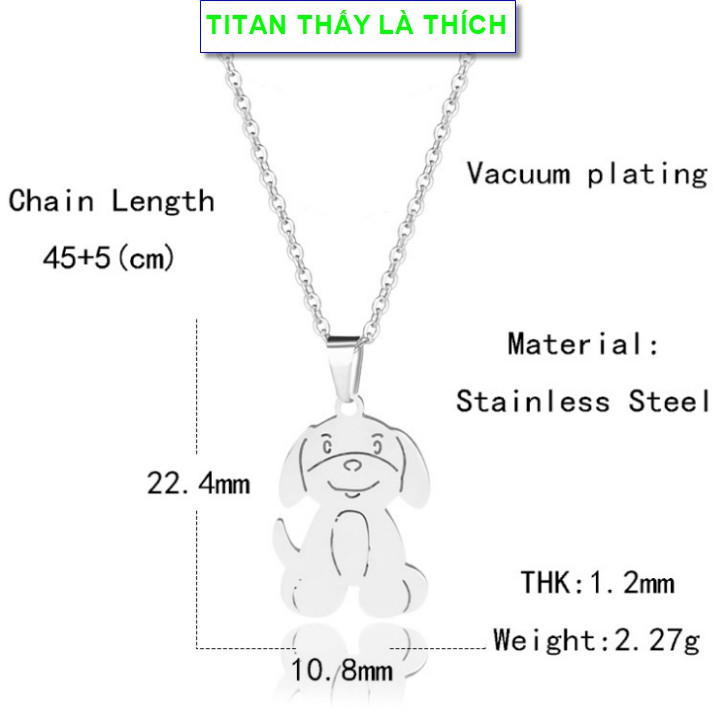 Dây chuyền nữ vàng mạ titan chú cún xinh xắn - Hàng titan vàng 18k sáng bóng đẹp - Cam kết 1 đổi 1 nếu đen và gỉ sét