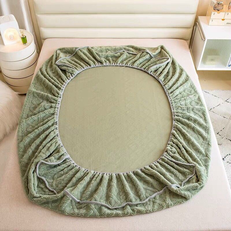 Ga cừu TAFURONG, ga len cừu mông cổ thế hệ mới, ga bọc đệm cao đếm 30cm tặng kèm 2 vỏ gối phối viền xinh xắn SHOP VŨ THỊ