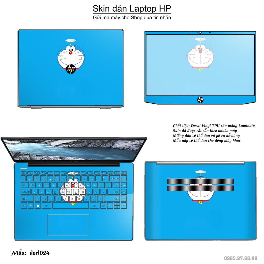 Skin dán Laptop HP in hình Doraemon (inbox mã máy cho Shop)