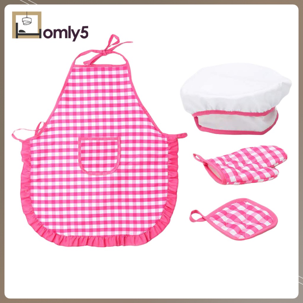 1 Bộ Găng Tay + Nón + Găng Tay + Găng Tay + Găng Tay + Tấm Lót Nồi Nấu Ăn Cho Trẻ Em Chơi Trò Chơi Nhà Bếp