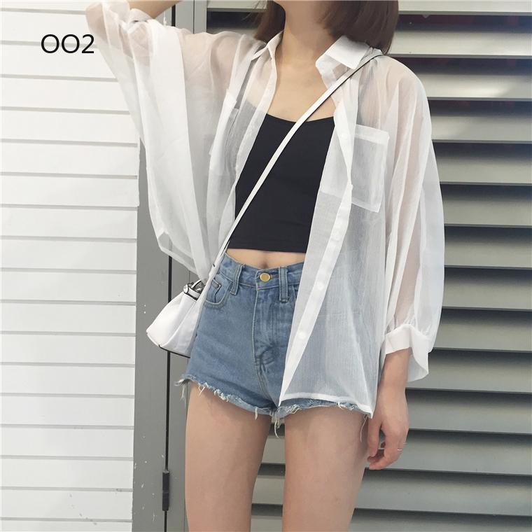 Áo Khoác Cardigan Vải Voan Mỏng Dáng Rộng Thời Trang Hàn Quốc 2018 Cho Nữ