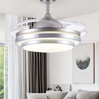 Quạt trần, quạt trần đèn giấu cánh 005 trang trí phòng khách hiện đại kèm khiển 3 chế độ sáng (Bảo hành động cơ 10 năm)