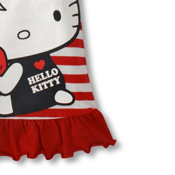 Đầm Sát Nách Kẻ Sọc Hình Hello Kitty Cho Bé Gái