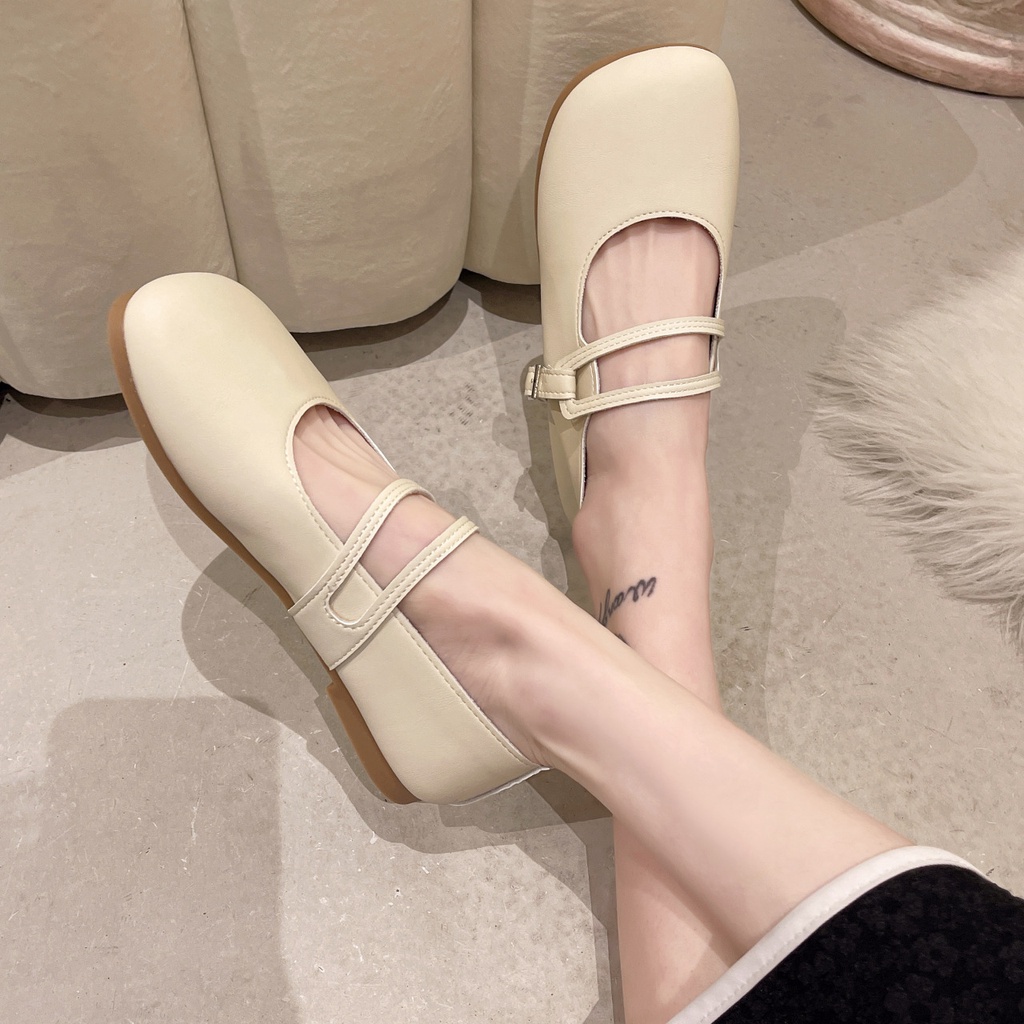Giày Búp Bê Da Mũi Vuông Đế Mềm Thời Trang Mùa Hè Cho Nữ