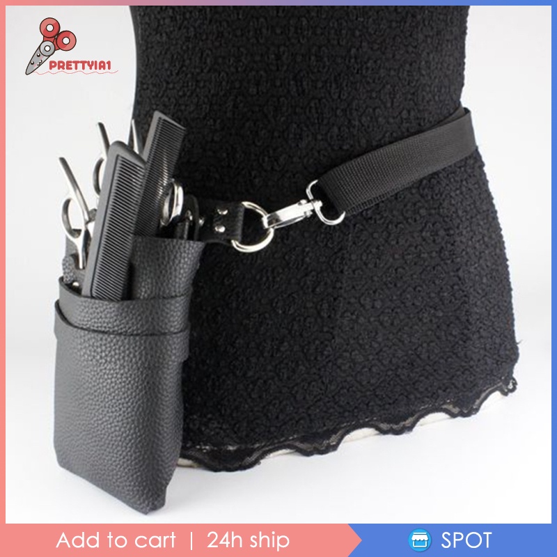 [Prettyia1] Túi PU Đeo Hông Đựng Kéo Cắt Tóc Màu Cà Phê Đậm