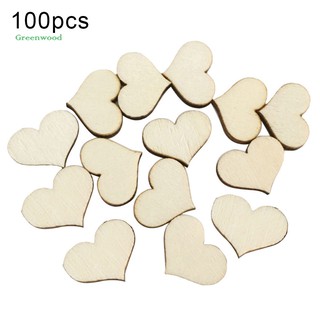 Set 100 nút gỗ hình trái tim làm đồ thủ công trang trí đa dụng