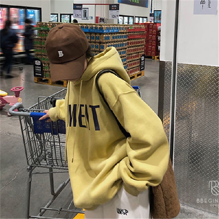 Áo Hoodie Tay Dài Dáng Rộng In Họa Tiết Thời Trang Retro Hàn Quốc Cho Nữ