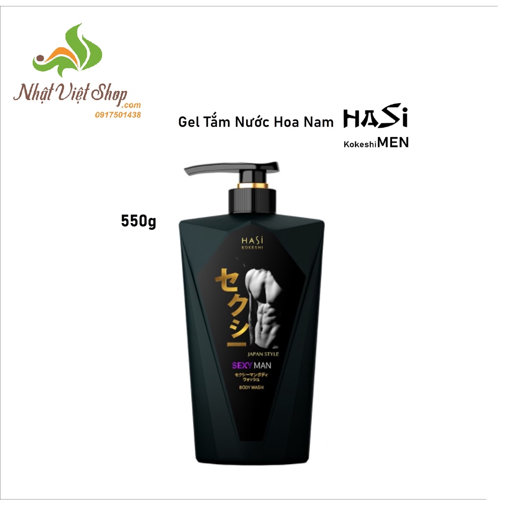 GEL TẮM NƯỚC HOA NAM HASI KOKESHI - QUYẾN RŨ &amp; LỊCH LÃM 550g