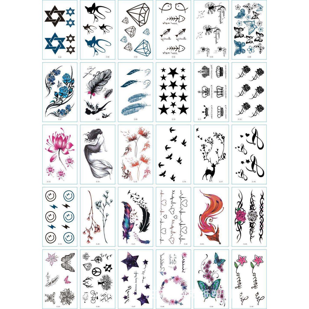 Bộ 30 Tờ Hình Xăm Nước Tha Thu