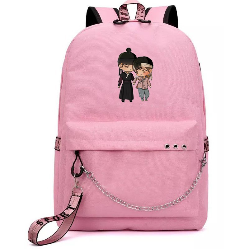 Balo thông minh đen hồng in hình Dạ ký boylove chibi anime cặp sách đi học