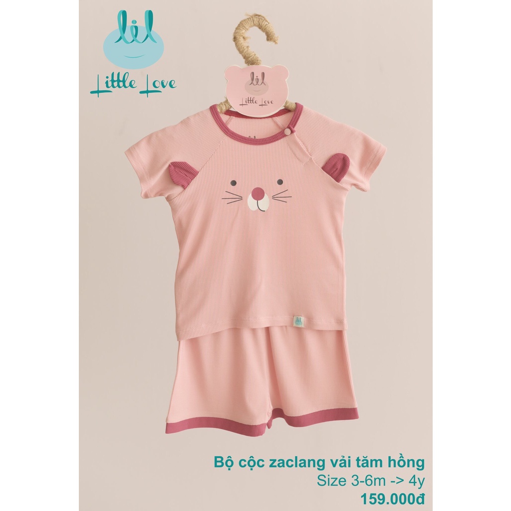 [Mã SKAMCLU8 giảm 10% cho đơn từ 100K] [CHÍNH HÃNG] Bộ cộc tay cài vai zaclang vải tăm họa tiết trẻ em Little Love