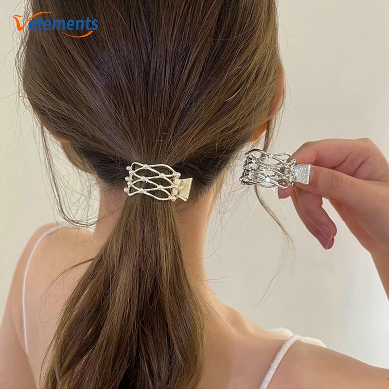 Kẹp Tóc Kim Loại Đính Đá Đơn Giản Thời Trang Hàn Quốc