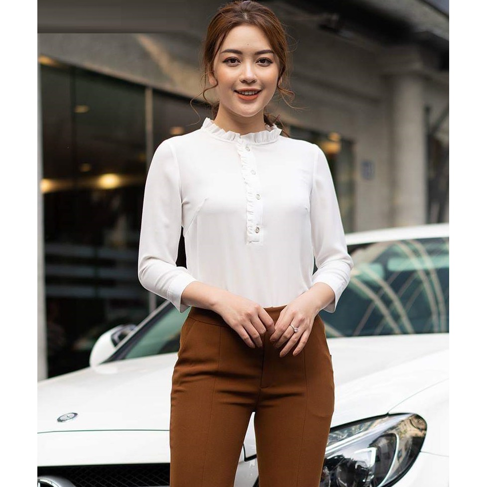 Áo sơ mi kiểu nữ công sở-bèo cổ bèo ngực.
