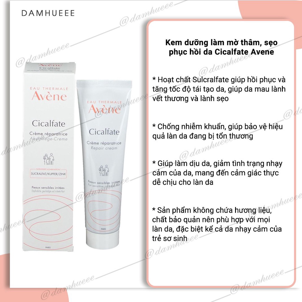 Kem dưỡng làm mờ thâm, sẹo phục hồi da Cicalfate Avene
