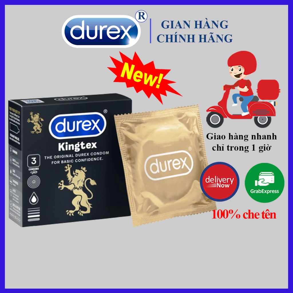 [ FREESHIP BCS DUREX ] Hộp Nhỏ Bao cao su Durex Kingtex 1 hộp 3 bao siêu mỏng_baocaosu_durex