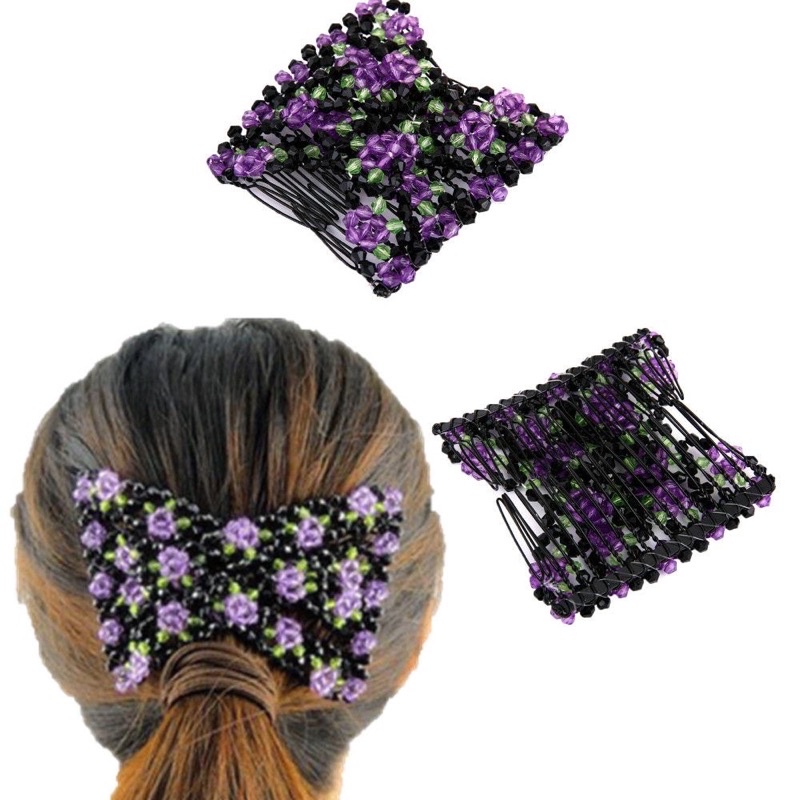 Lược cài tóc hai đầu đính hạt co giãn thời trang cho nữ